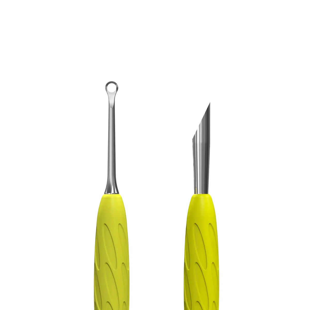 Manicure Pusher With Silicone Handle "Yellow" UNIQ 11 TYPE 2 (Slanted Pusher + Ring) PQ-11/2y STALEKS