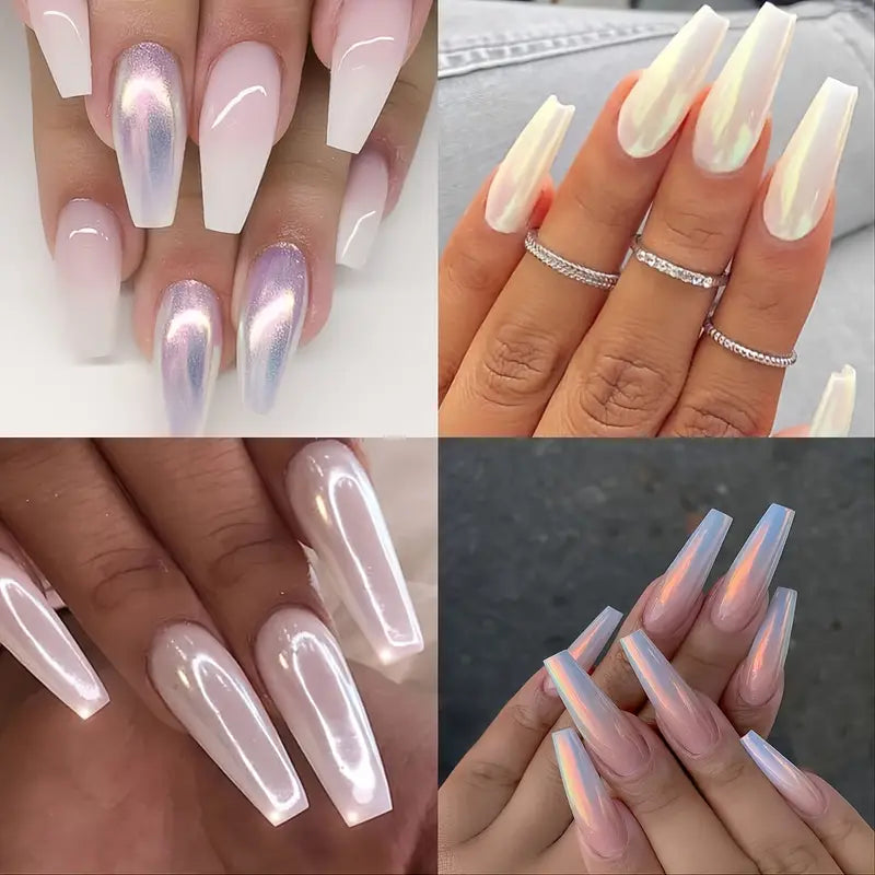 6 Colors Chrome Mirror DIY Nail Powder Set Mermaid Nail Art Neon Pigment Powders and Glittering Effects-4