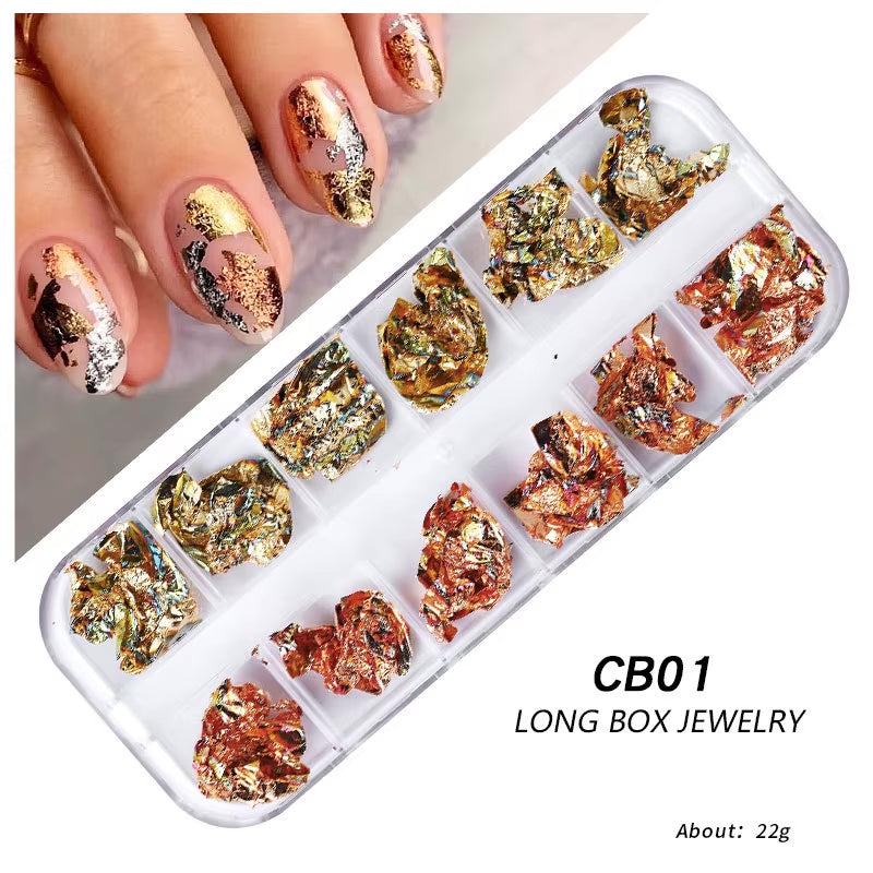 Foil Kit Fragments DIY Aluminum Paper Nail Stickers Flakes