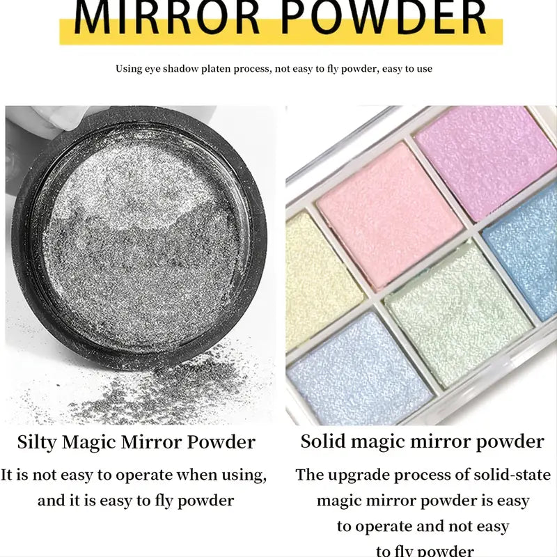 6 Colors Chrome Mirror DIY Nail Powder Set Mermaid Nail Art Neon Pigment Powders and Glittering Effects