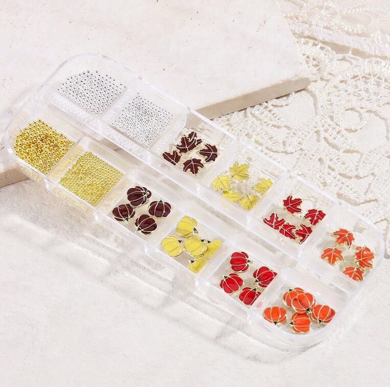 Fall Nail Art Charms & Caviar Beads Set